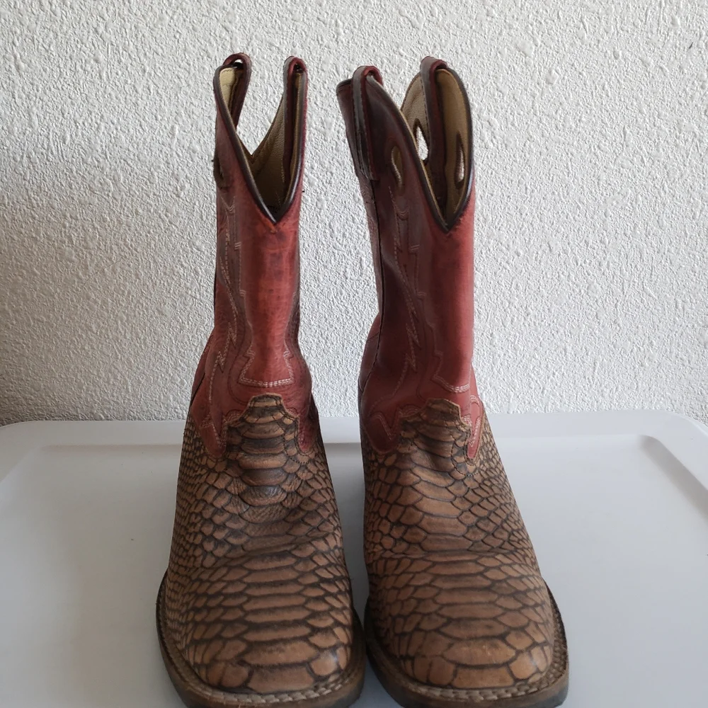 #Smoky Mountains Mens Western Rodeo Farm Cowboy Square Leather Boots
